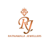 Ratnamala Jewellers RJ logo with diamond crown symbol – premium gold and diamond jewelry brand.